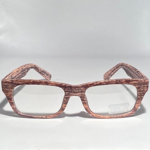 Rectangular Sunglasses with a Wood Grained Print NWT - Picture 2 of 8